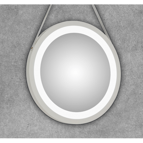 Espejo redondo con luz led con marco lacado en blanco Enea Blanco - Espejo  Baño
